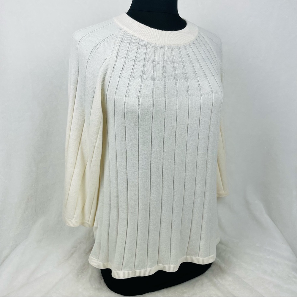 Ann Taylor Loft Sweatshirt Women’s Medium M Crew Neck White Knitted Top